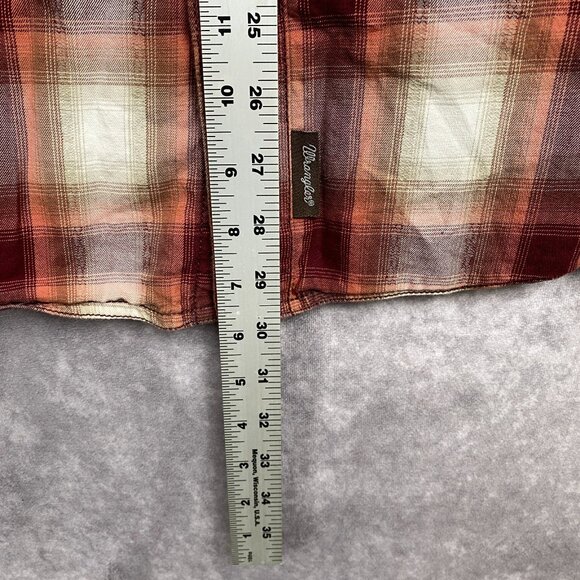 Wrangler Retro Premium Western Pearl Snap Shirt Mens XL Maroon Plaid Rustic Gorp - Picture 9 of 11